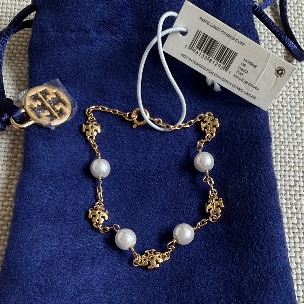 Tory Burch Gold and Pearl Bracelet
